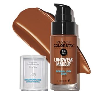 Revlon Liquid Foundation, ColorStay Face Makeup for Normal & Dry Skin, SPF 20, Longwear Medium-Full Coverage with Natural Finish, Oil Free, 410 Cappuccino, 1 Fl Oz