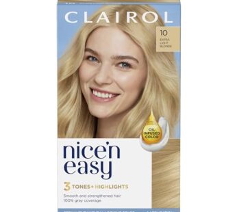 Clairol Nice’n Easy Permanent Hair Dye, 10 Extra Light Blonde Hair Color, Pack of 1