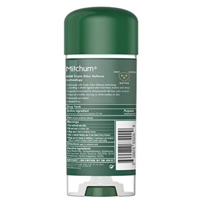 Mitchum Antiperspirant Deodorant Stick for Men, Triple Odor Defense Gel, 48 Hr Protection, Dermatologist Tested, Alcohol Free, Unscented, 3.4 oz, green - Image 4