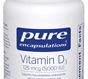 Pure Encapsulations Vitamin D3 125 mcg (5,000 IU) – Supplement to Support Bone, Joint, Breast, Heart, Colon, and Immune Health* – with Vitamin D – 120 Capsules