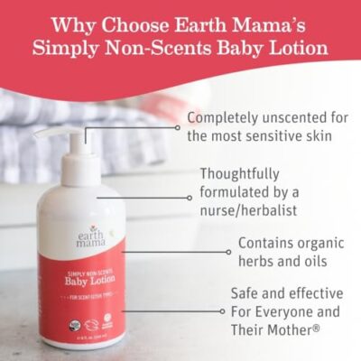 Earth Mama Simply Non-Scents Baby Lotion for Dry Skin, Calendula Cream for Newborn Skin Care, Organic Moisturizer for Children with Aloe Juice, Rooibos, & Shea Butter, Fragrance Free, 8-Fluid Ounce - Image 2