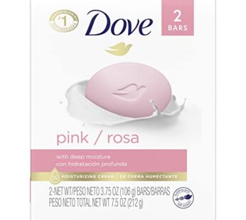 Dove Beauty Bar Soap Pink Rosa, 2 Bars for Soft, Smooth Skin, Cleans & Moisturizes 3.75 oz