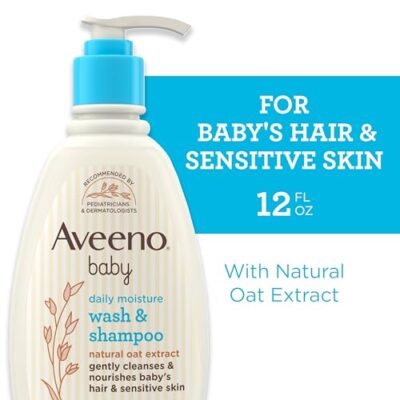 Aveeno Baby Daily Moisture Gentle Body Wash & Shampoo with Oat Extract, 2-in-1 Baby Bath Wash & Hair Shampoo, Tear- & Paraben-Free for Hair & Sensitive Skin, Lightly Scented, 12 fl. oz - Image 2