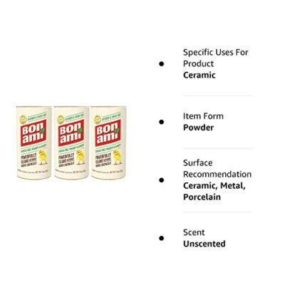 BON AMI Powder Cleanser for Kitchens & Bathrooms - All Types of Surfaces, Cleans Grime & Dirt, Polishes Surfaces, Absorbs Odors (3 Pack) - Image 4