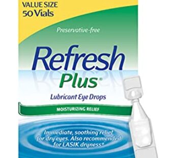 Refresh Plus Lubricant Eye Drops, Preservative-Free, 0.01 Fl Oz Single-Use Containers, 50 Count, Packaging May Vary