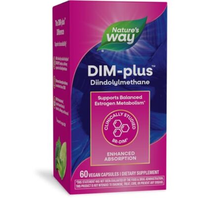 Nature's Way DIM-Plus, DIM Supplement, Supports Balanced Estrogen Metabolism*, Diindolylmethane, 60 Vegan Capsules (Packaging May Vary)