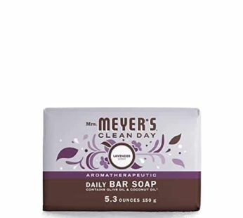 MRS. MEYER’S CLEAN DAY Bar Soap, Use as Body Wash or Hand Soap, Made with Essential Oils, Lavender, 5.3 oz, 1 Bar