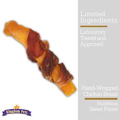 Kingdom Pets Filler Free Chicken Jerky & Sweet Potato Twists, Premium Treats for Dogs, 48-Ounce Bag - Image 3