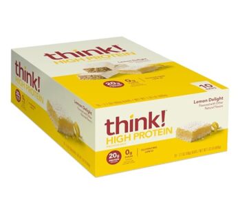 think! Protein Bars, High Protein Snacks, Gluten Free, Kosher Friendly, Lemon Delight, Nutrition Bars, 2.1 Oz per Bar, 10 Count (Packaging May Vary)