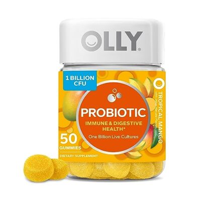 OLLY Probiotic Gummy, Immune and Digestive Support, 1 Billion CFUs, Chewable Probiotic Supplement, Mango, 25 Day Supply - 50 Count