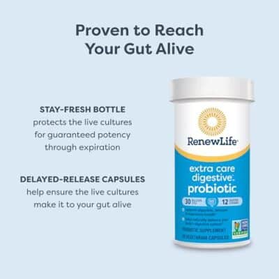 Renew Life Extra Care Probiotic Capsules, Daily Supplement Supports Immune, Digestive and Respiratory Health, L. Rhamnosus GG, Dairy, Soy and gluten-free, 30 Billion CFU, 60 Count - Image 5