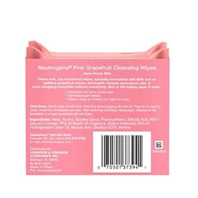 Neutrogena Makeup Remover Wipes, Facial Cleansing Wipes Suitable for Oily & Acne Prone Skin, Wipes Away Bacteria, Dirt & Oil, Scented Facial Wipes with Pink Grapefruit Extract, 25 Count (Pack of 2) - Image 9