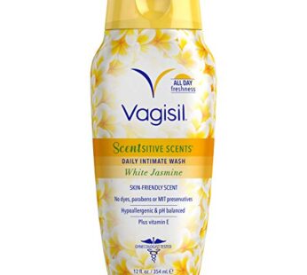 Vagisil Feminine Wash for Intimate Area Hygiene, Scentsitive Scents, pH Balanced and Gynecologist Tested, White Jasmine, 12 oz (Pack of 1)