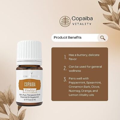 Copaiba Vitality 5ml Essential Oil by Young Living - Has Robust, Earthy Flavor - Buttery, Delicate Flavor - Supports Overall Wellness - Relaxing Moment - Image 2