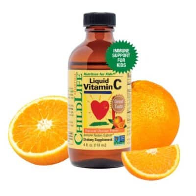 CHILDLIFE ESSENTIALS Liquid Vitamin C for Infants, Toddlers & Kid- Immune Support, All-Natural, Gluten-Free, Allergen Free, Non-GMO, High in Antioxidants - Orange Flavor, 4 Oz Bottle