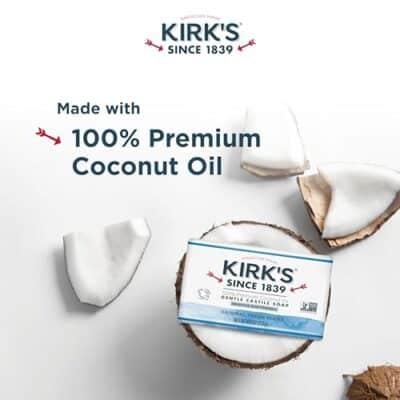 Kirk's Castile Bar Soap Clean Soap for Men, Women & Children| Premium Coconut Oil | Sensitive Skin Formula, Vegan | Original Fresh Scent | 4 oz. Bars - 3 Pack - Image 3