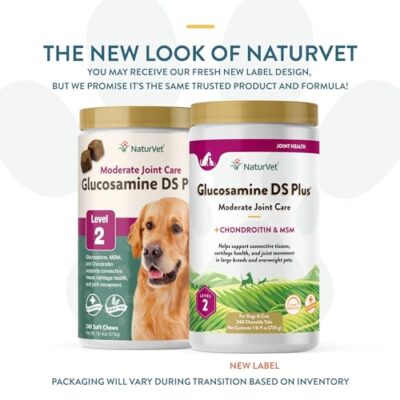 NaturVet Glucosamine DS Plus Level 2 Moderate Care Joint Support Supplement for Dogs and Cats, Chewable Tablets Time Release, Made in The USA, 240 Count - Image 2