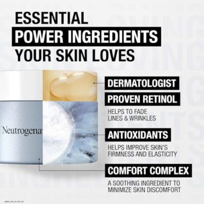 Neutrogena Retinol Face Moisturizer Cream, Rapid Wrinkle Repair, Anti-Wrinkle Night Moisturizer Cream, Anti-Wrinkle Face & Neck Cream Moisturizer with Hyaluronic Acid & Retinol, Paraben-Free, 1 fl. oz - Image 6