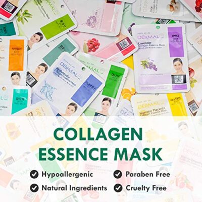 DERMAL 24 Combo Pack A Collagen Essence Korean Face Mask - Hydrating & Soothing Facial Mask with Panthenol - Hypoallergenic Self Care Sheet Mask for All Skin Types - Natural Home Spa Treatment Mask - Image 2