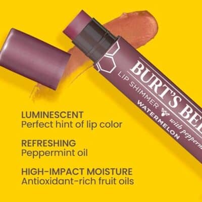 Burt's Bees Shimmer Lip Tint Easter Basket Stuffers, Tinted Lip Balm Stick, Moisturizing for All Day Hydration with Natural Origin Glowy Pigmented Finish & Buildable Color, Watermelon (4-Pack) - Image 2