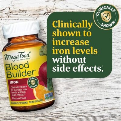 MegaFood Blood Builder - Iron Supplement Clinically Shown to Increase Iron Levels without Side Effects - Iron Supplement for Women with Vitamin C, Vitamin B12 and Folic Acid - Vegan - 90 Tabs - Image 6
