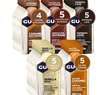 GU Energy Original Sports Nutrition Energy Gel, Vegan, Gluten-Free, Kosher, and Dairy-Free On-the-Go Energy for Any Workout, 24-Count, Assorted Indulgent Flavors