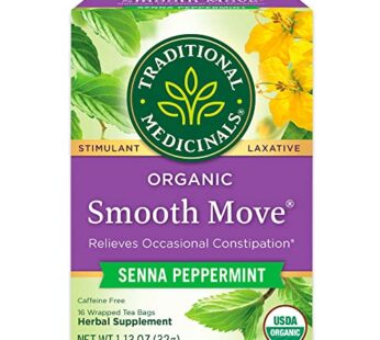 Traditional Medicinals Tea, Organic Smooth Move Peppermint, Relieves Occasional Constipation, Senna, 16 Tea Bags