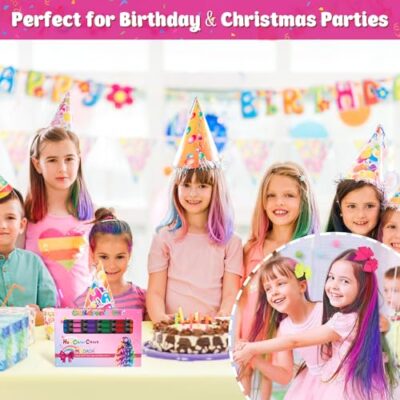 New Hair Chalk Comb Temporary Hair Color Dye for Girls Kids, Washable Hair Chalk for Girls Age 4 5 6 7 8 9 10-12 Birthday Christmas Cosplay Hair DIY Party - Image 3