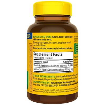 Nature Made Vitamin B12 1000 mcg, Dietary Supplement For Energy Metabolism Support, 160 Time Release Tablets, 160 Day Supply - Image 7