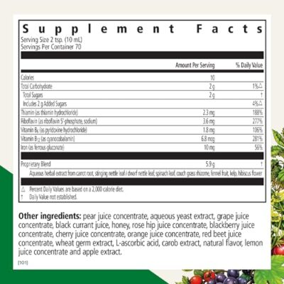 Floradix Iron & Herbs - Liquid Herbal Supplement for Energy Support - Iron Supplement with Vitamin C & B Complex Vitamins - Liquid Iron Supplement for Men & Women - 23 oz - Image 3