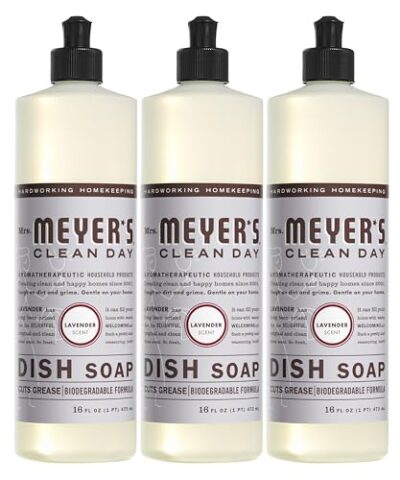 MRS. MEYER'S CLEAN DAY Liquid Dish Soap, Biodegradable Formula, Lavender, 16 fl. oz - Pack of 3