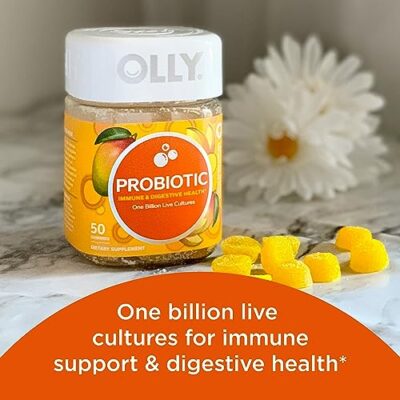 OLLY Probiotic Gummy, Immune and Digestive Support, 1 Billion CFUs, Chewable Probiotic Supplement, Mango, 25 Day Supply - 50 Count - Image 2