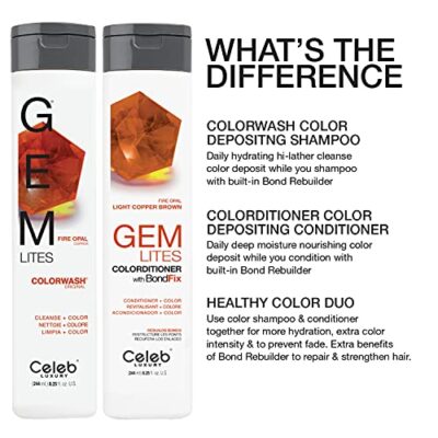 Celeb Luxury Gem Lites Colorwash, Professional Semi-Permanent Hair Color Depositing Shampoo, Fire Opal, 8.25 Fl Oz (Pack of 1) - Image 8