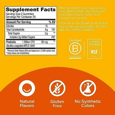 OLLY Probiotic Gummy, Immune and Digestive Support, 1 Billion CFUs, Chewable Probiotic Supplement, Mango, 25 Day Supply - 50 Count - Image 5