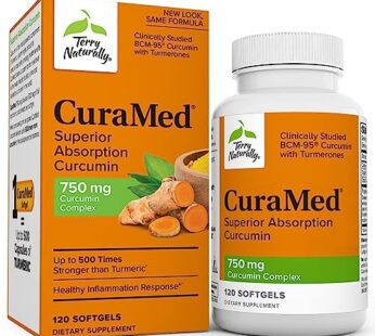 Terry Naturally CuraMed 750 mg Curcumin Complex – 120 Softgels – Superior Absorption BCM-95 – Non-GMO, Gluten Free, Halal – 120 Servings