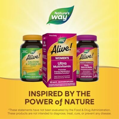Nature's Way Alive! Women's Daily Ultra Multivitamin, High Potency Formula, Promotes Energy Metabolism and Muscle Function*, with Methylated B12, 60 Tablets (Packaging May Vary) - Image 6