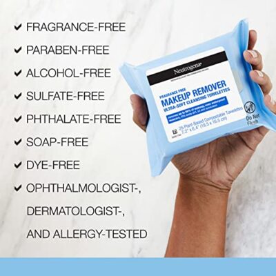 Neutrogena Cleansing Fragrance Free Makeup Remover Face Wipes, Cleansing Facial Towelettes for Waterproof Makeup, Alcohol-Free, Unscented, 100% Plant-Based Fibers, Twin Pack, 2 x 25 ct - Image 6
