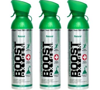 Boost Oxygen Canned Oxygen for Breathing for Home Use, Exercise or Altitude Sickness, Includes Sealed Cap & Mask, 10-Liter Canister, Natural, 3 Pack