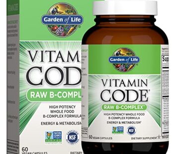 Garden of Life Raw B Complex – Vitamin Code – 60 Vegan Capsules, High Potency Vitamins for Energy & Metabolism with B2 Riboflavin, B1, B3, B6, Folate, B12 as Methylcobalamin & Biotin Plus Probiotics