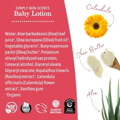 Earth Mama Simply Non-Scents Baby Lotion for Dry Skin, Calendula Cream for Newborn Skin Care, Organic Moisturizer for Children with Aloe Juice, Rooibos, & Shea Butter, Fragrance Free, 8-Fluid Ounce - Image 6