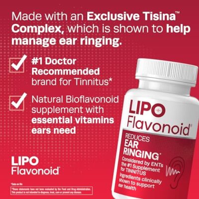 Lipo Flavonoid Plus, Tinnitus Relief for Ringing Ears, OTC Flavonoid Ear Health Vitamins, Bioflavonoids & Vitamin C, 500 Caplets - Image 5