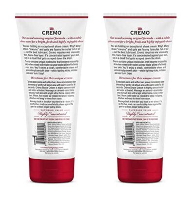 Cremo Barber Grade Original Shave Cream Classic Citrus Moisturizing Formula, Astonishingly Superior Ultra-Slick Shaving Cream Fights Nicks, Cuts and Razor Burn, 6 Fl Oz (2 Pack) - Image 4