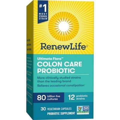 Renew Life Probiotic Colon Care Probiotic Capsules, Daily Supplement Offers Colon Support, L. Rhamnosus GG, Dairy, Soy and gluten-free, 80 Billion CFU, 30 Count - Image 9
