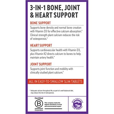 New Chapter Calcium Supplement - Bone Strength Organic Calcium with Magnesium, Vitamin D3+K2, 70+ Trace Minerals for Bone Health, Gluten Free, Easy to Swallow - 180 Slim Tablets - Image 9