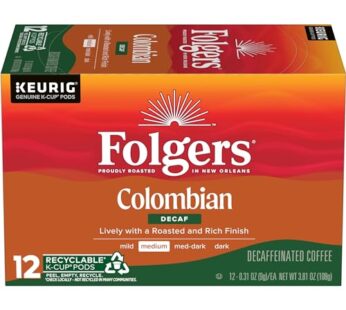 Folgers Colombian Decaf Medium Roast Coffee, 72 Keurig K-Cup Pods