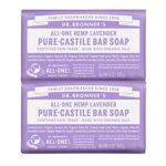 Dr. Bronner's - Pure-Castile Bar Soap (Lavender, 5 ounce, 2-Pack) - Made with Organic Oils, For Face, Body and Hair, Gentle and Moisturizing, Biodegradable, Vegan, Cruelty-free, Non-GMO
