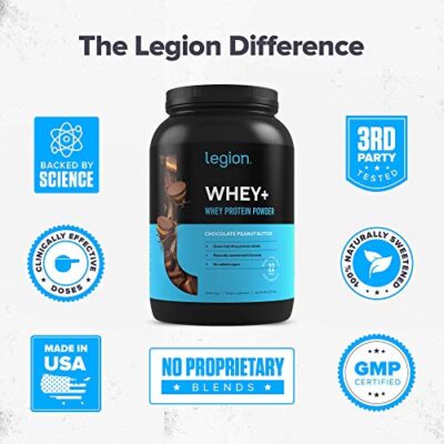 LEGION Whey+ Whey Protein Powder (Chocolate Peanut Butter) - Low Calorie Whey Isolate Protein Powder - Non-GMO, Lactose-Free, Sugar-Free Whey Protein Isolate Powder from Grass Fed Cows (30 Servings) - Image 6