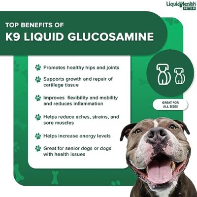 LIQUIDHEALTH 32 Oz K9 Liquid Glucosamine for Dogs, Puppies and Senior Canines - Chondroitin, MSM, Hyaluronic Acid ? Joint Health, Dog Vitamins Hip Joint Juice, Dog Joint Oil - Image 4