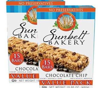Sunbelt Bakery Chocolate Chip Chewy Granola Bars, Value Pack, 1.1 OZ, 30 Count (2 Boxes)