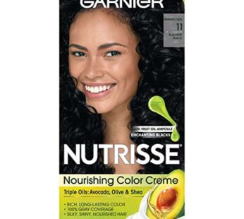 Garnier Nutrisse Nourishing Hair Color Creme, 11 Blackest Black (Packaging May Vary)